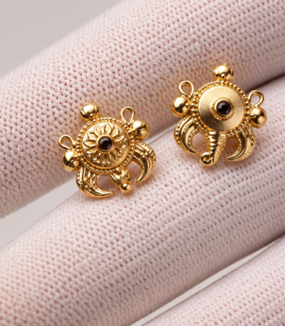 11 mm gold-plated silver Shankh Chakra earrings